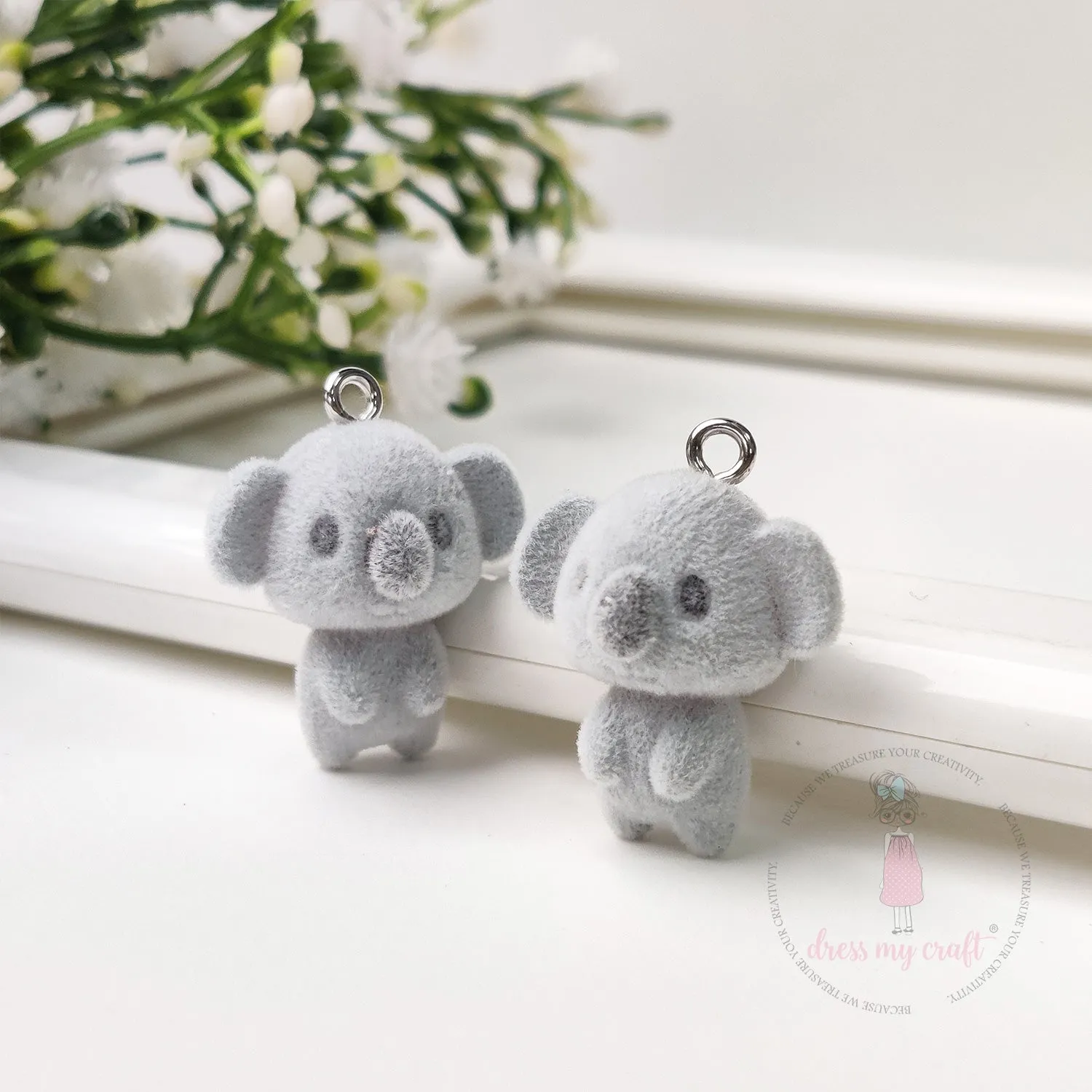 Miniature Velvet koala Bear Charm With Loop