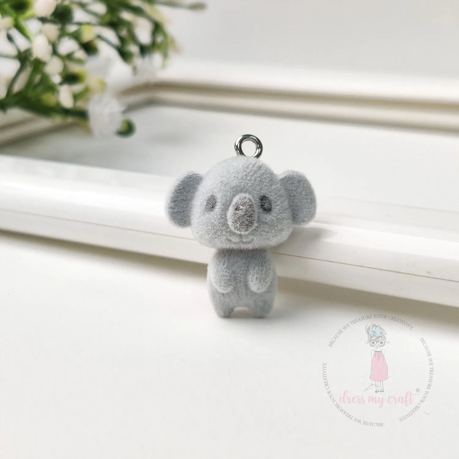 Miniature Velvet koala Bear Charm With Loop