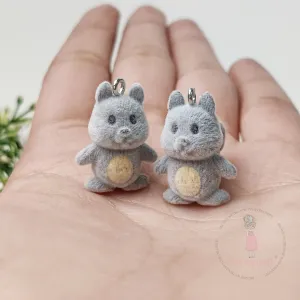 Miniature Velvet Squirrel Charm With Loop