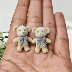 Miniature Velvet Teddy Bear Charm With Loop