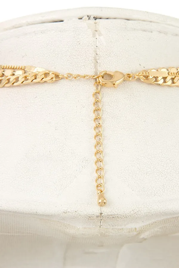 Mix chain layered cross pendant necklace