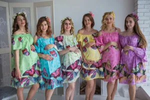 Mommies in Butterfly Shift Dresses