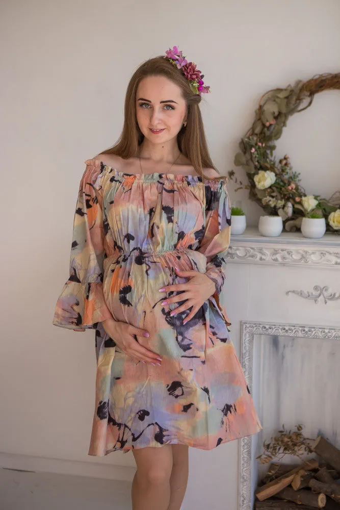 Mommies in Flamingo Watercolor Shift Dresses