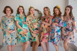 Mommies in Flamingo Watercolor Shift Dresses
