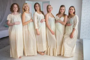 Mommies in Ivory Eyelet Night Gowns