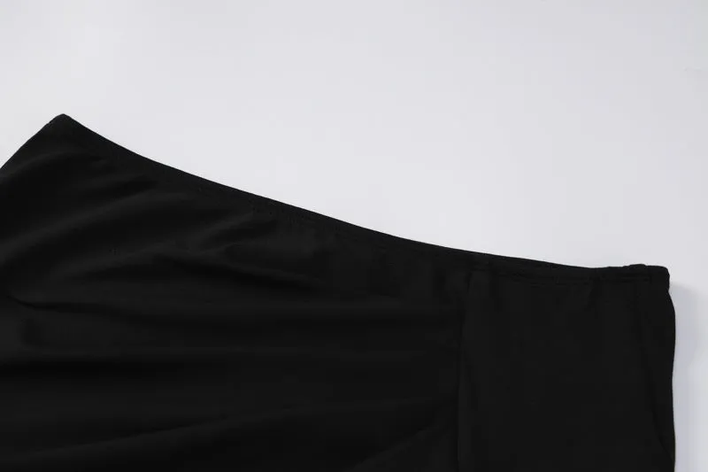 Momnfancy Black 2-in-1 Cut Out Side Slit High Neck Fashion Bodycon Photoshoot Party Club Maternity Maxi Dress