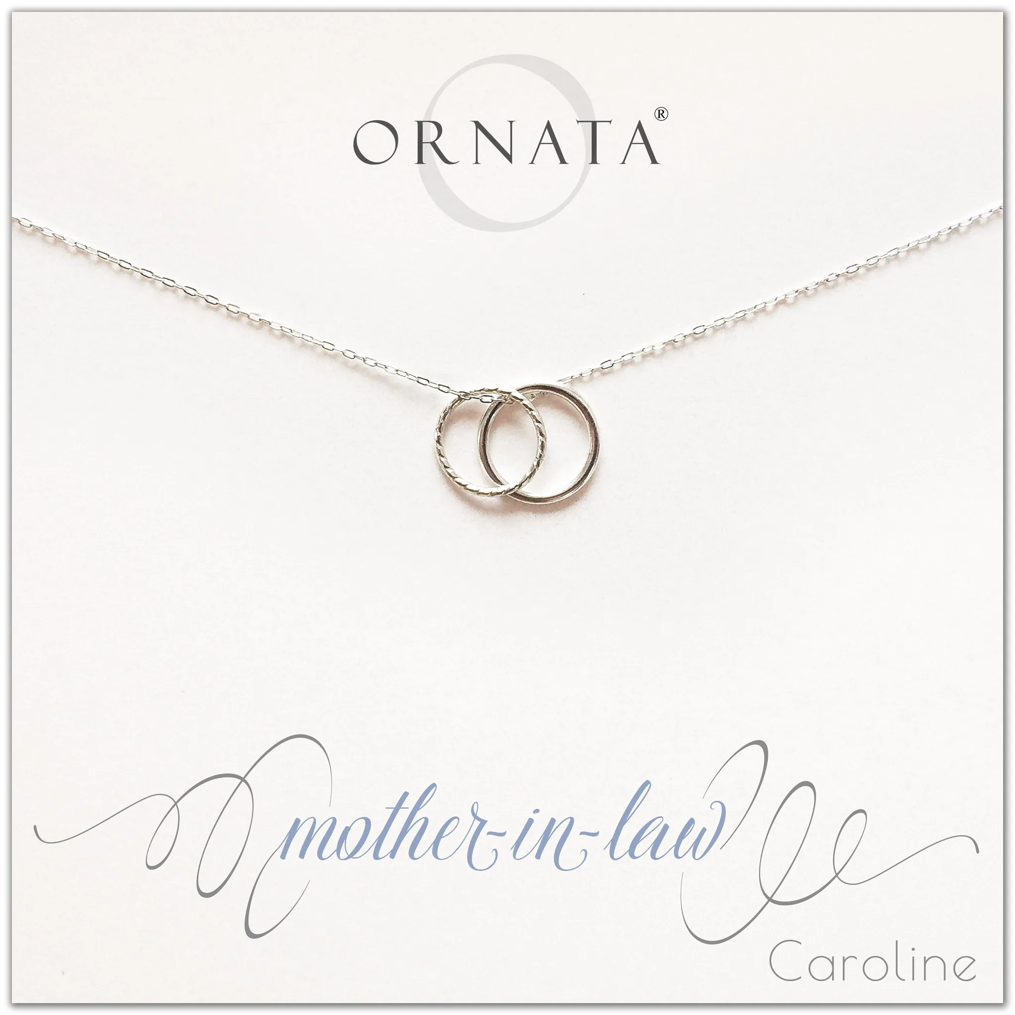 “Mother-In-Law” Generations Sterling Silver Necklace on Personalized Jewelry Card