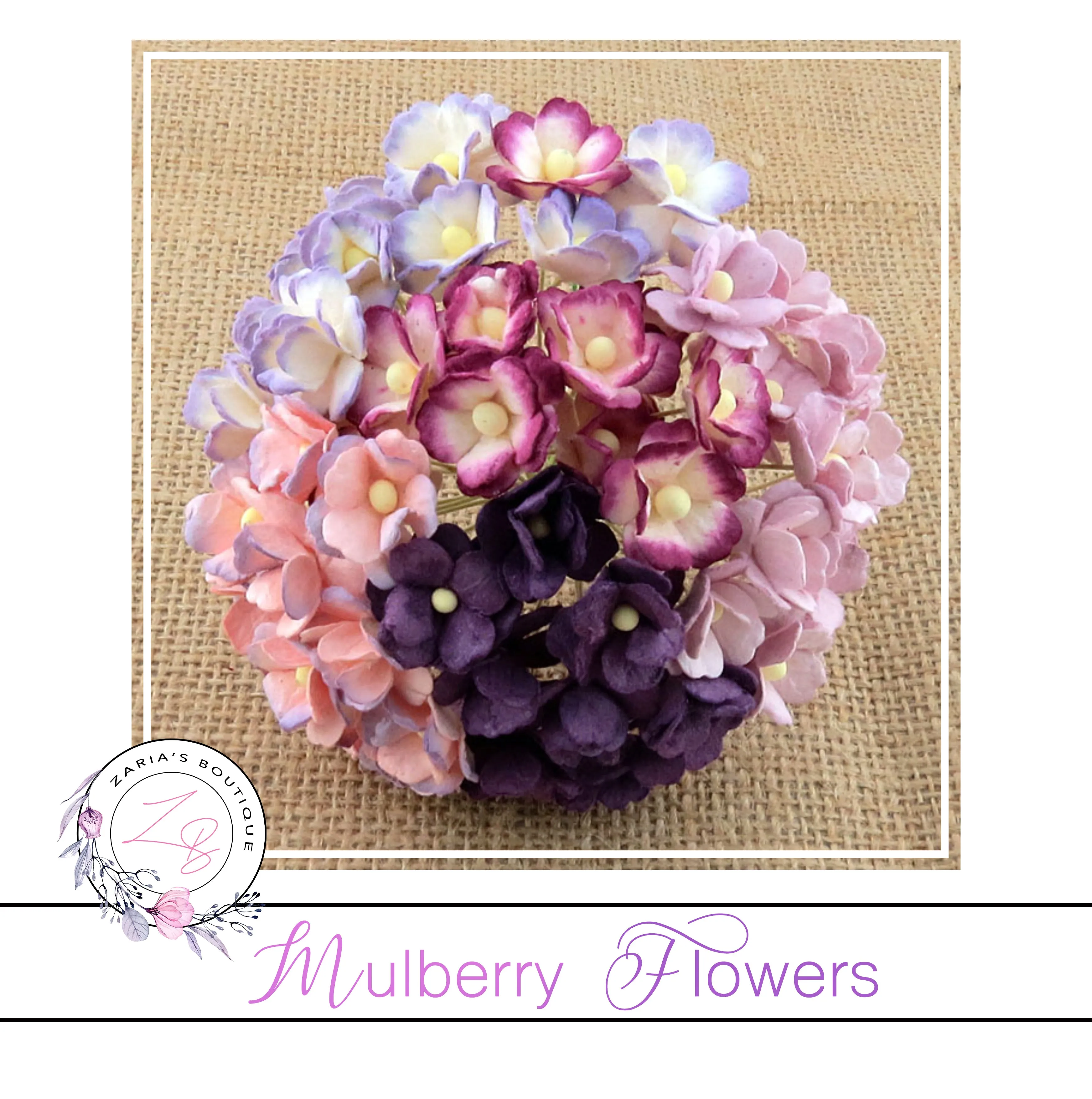 Mulberry Flowers ~ Sweetheart Blossom ~ Mixed Purples ~ 15mm