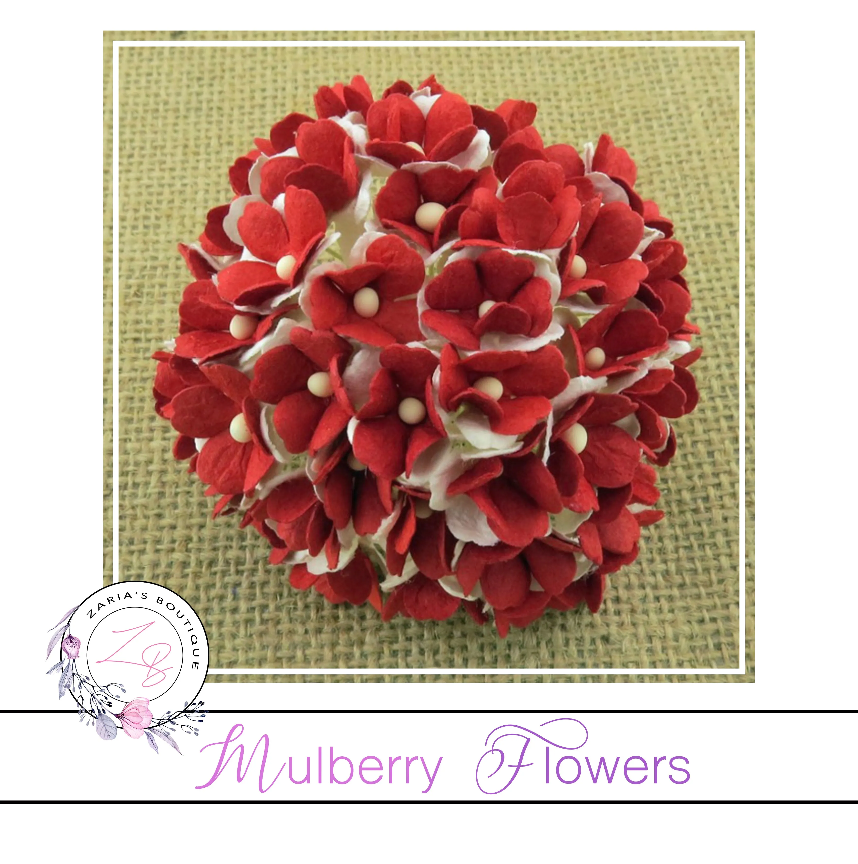 Mulberry Flowers ~ Sweetheart Blossom ~ Two-Tone Red ~ 15mm