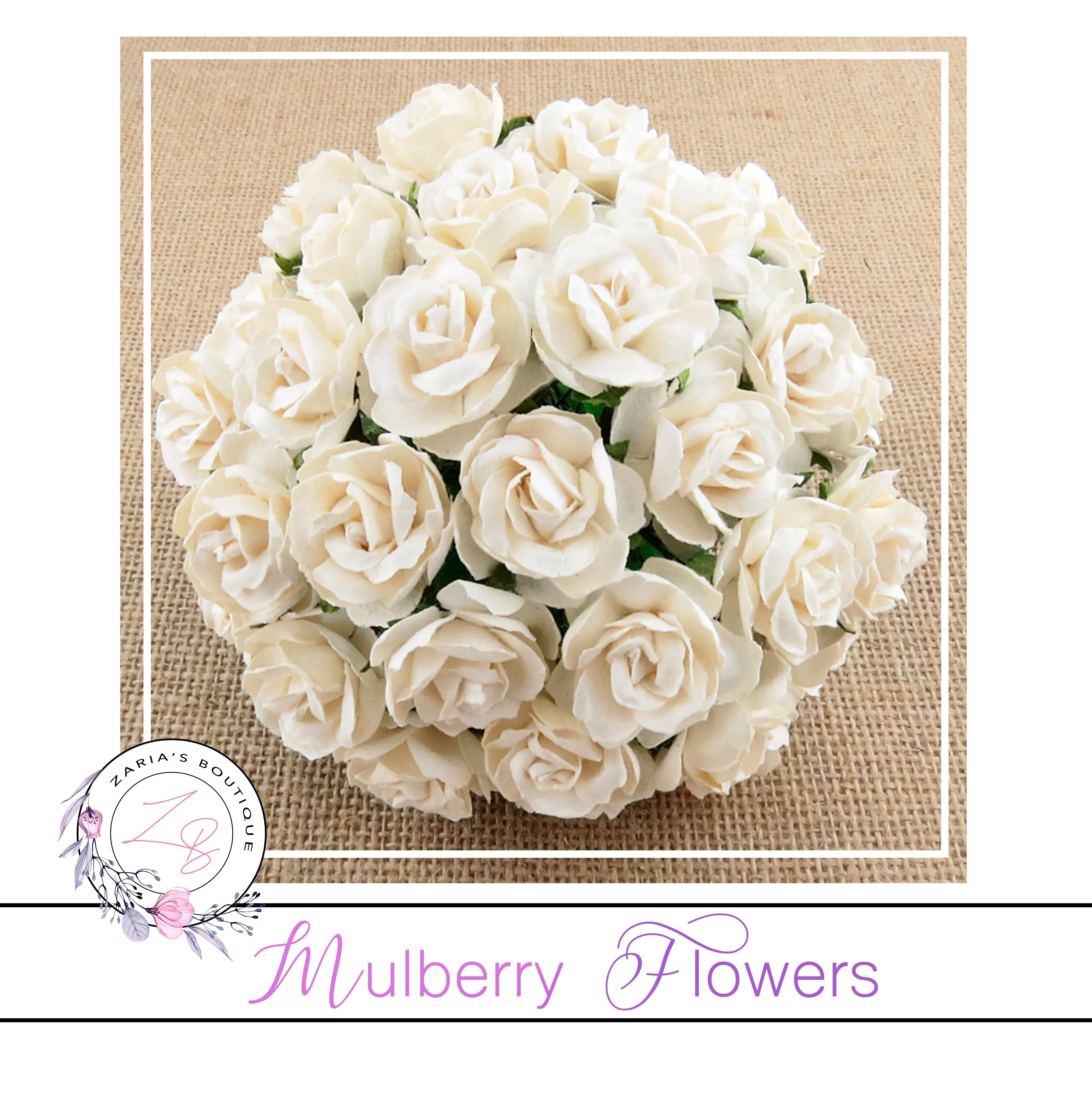Mulberry Paper Flowers ~ Wild Rose ~ 30mm ~ Ivory