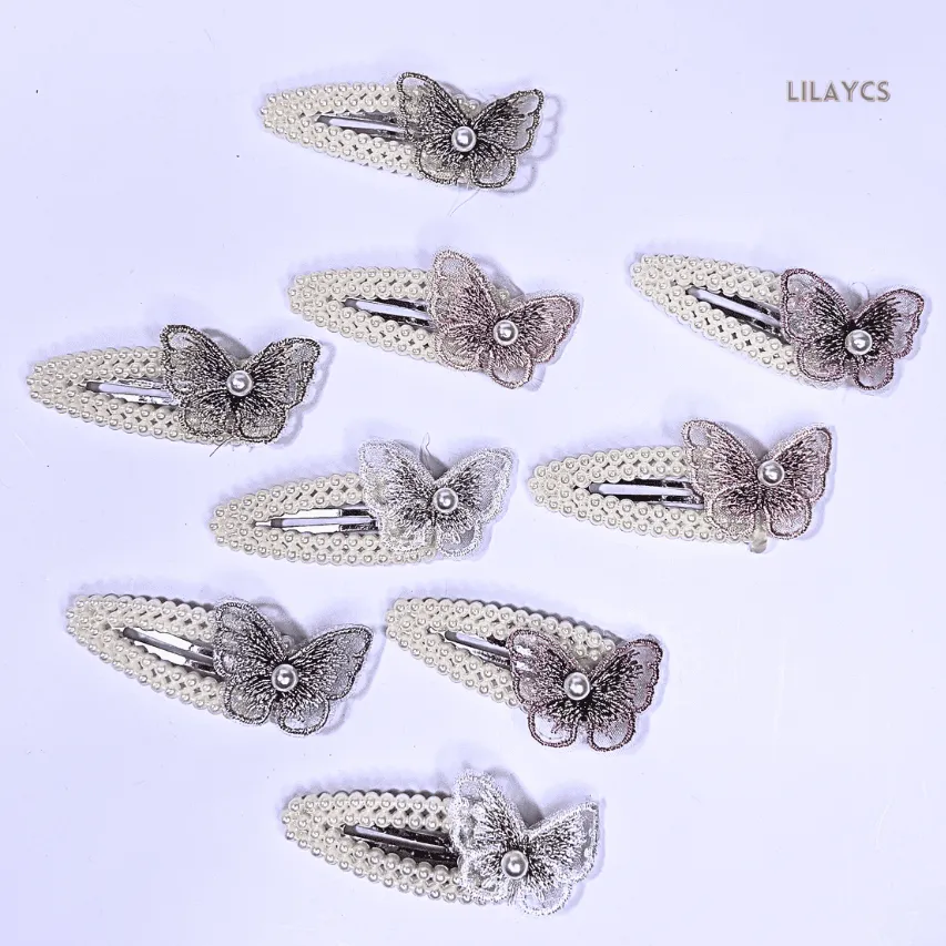 Multicolor Pearl Butterfly Hair Clips - Tic Tac Clips