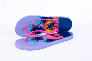 Natural Rubber Flipflop - Light Purple/Beach Print