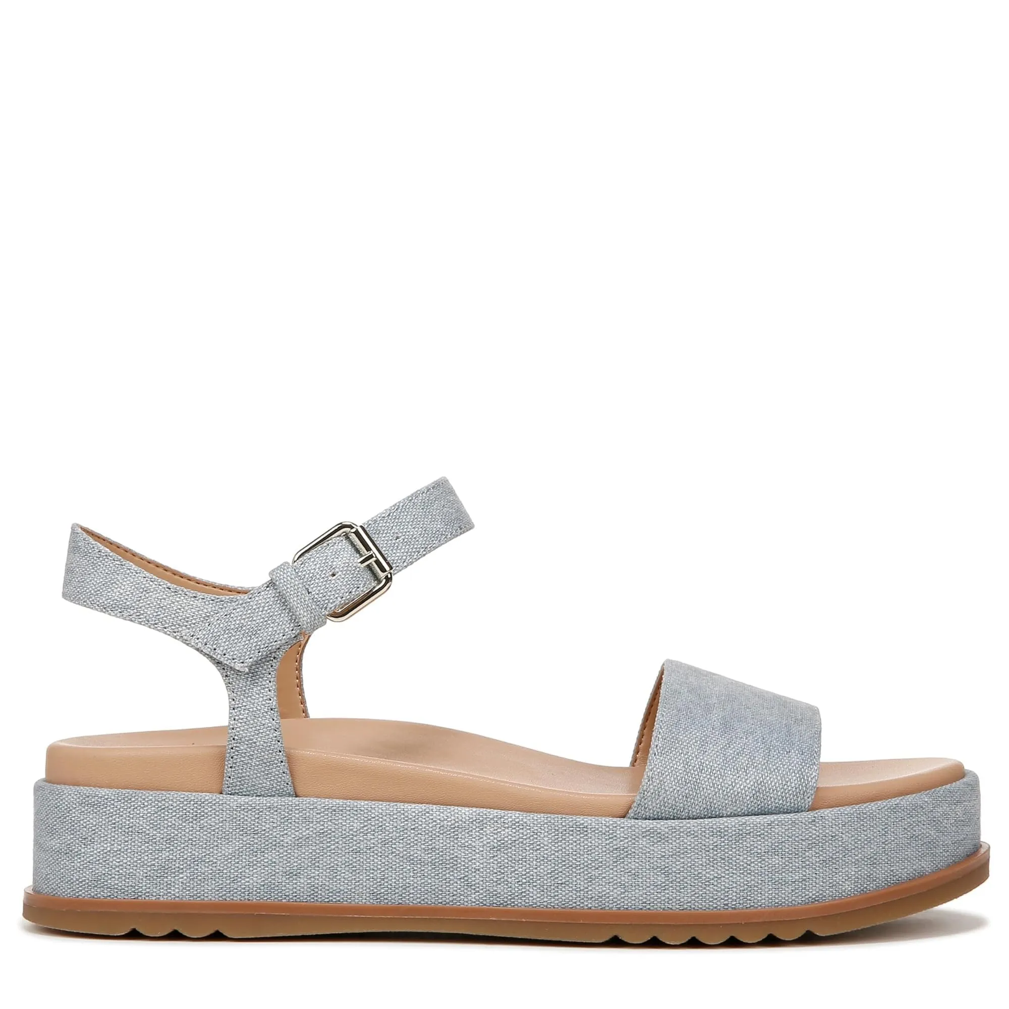 Naturalizer Womens Zane Ankle Strap Platform Casual Sandal Light Blue Denim Fabric 8 M