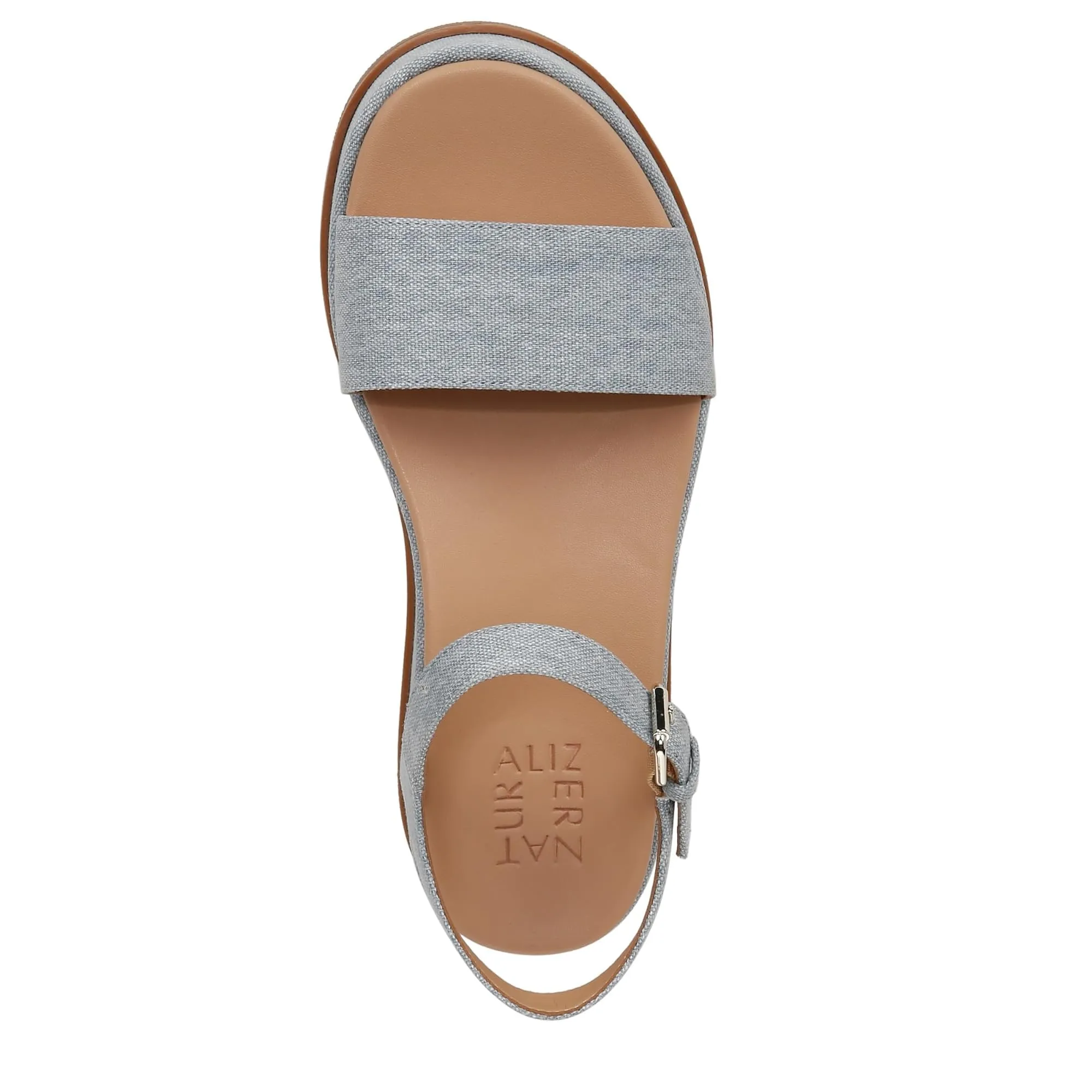 Naturalizer Womens Zane Ankle Strap Platform Casual Sandal Light Blue Denim Fabric 8 M