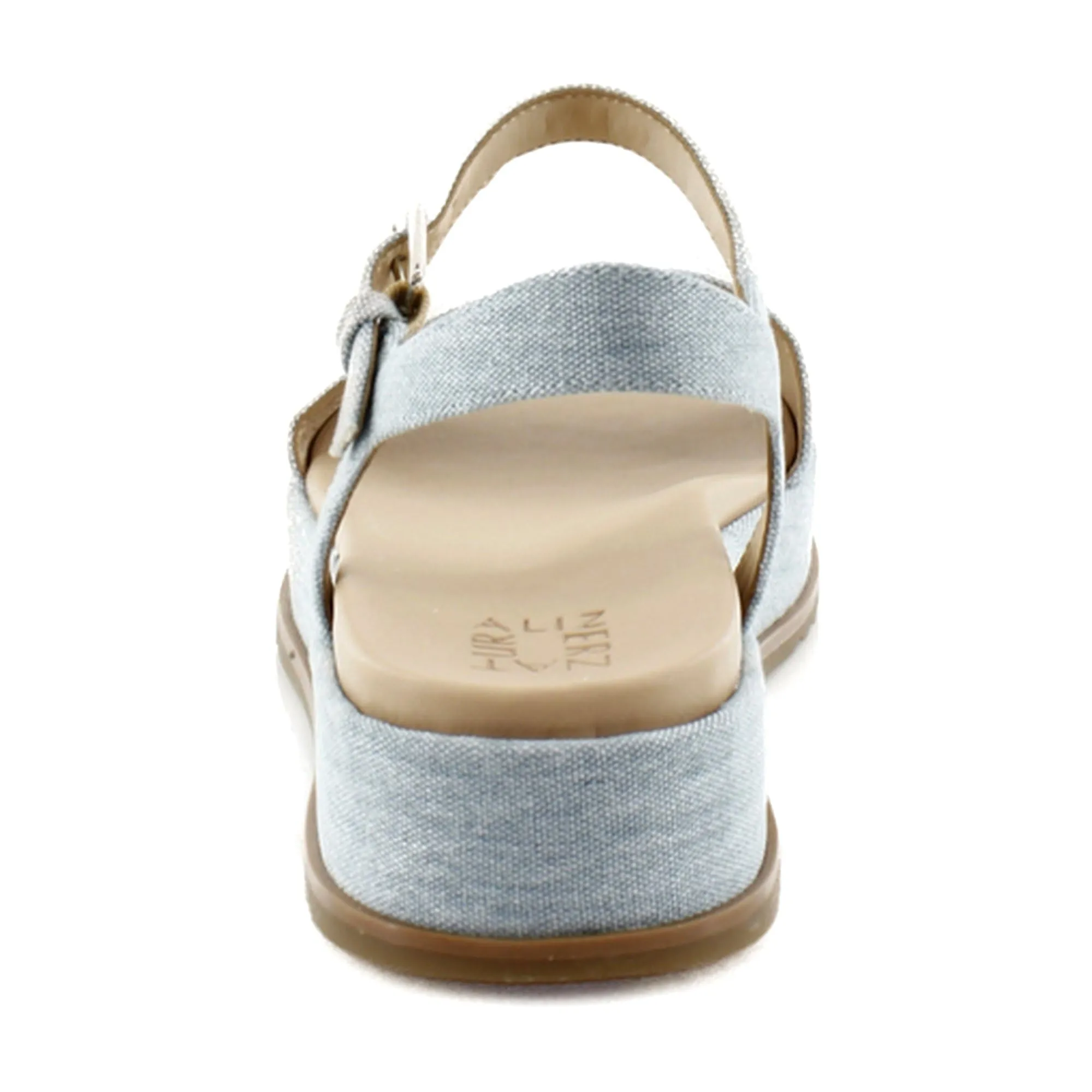 Naturalizer Womens Zane Ankle Strap Platform Casual Sandal Light Blue Denim Fabric 8 M