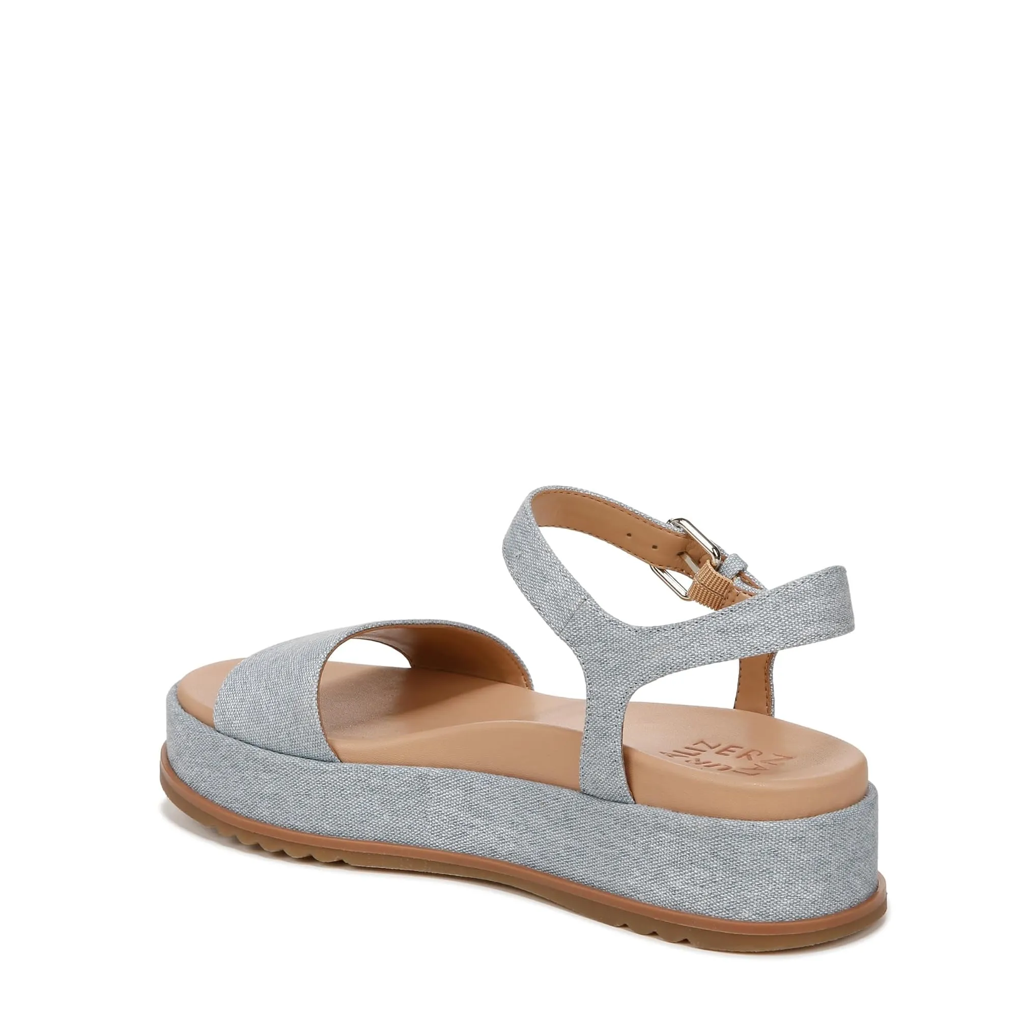 Naturalizer Womens Zane Ankle Strap Platform Casual Sandal Light Blue Denim Fabric 8 M
