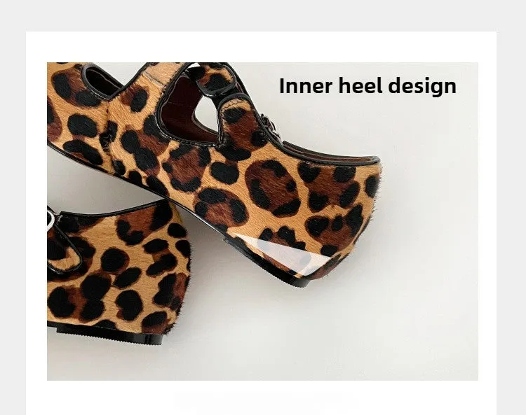 NEW & INSTOCK - Korean Leather Cross-Strap Ballet Flats in  Black, Silver and Leopard print