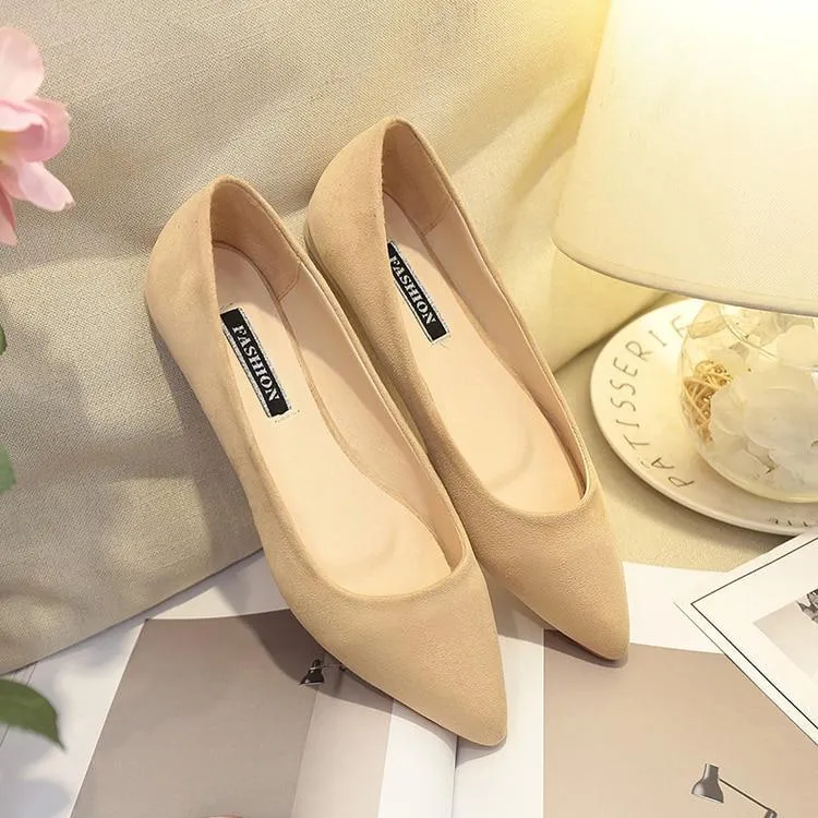 New Women Suede Flats Fashion High Quality Basic Mixed Colors Pointy Toe Ballerina Ballet Flat Slip On Shoes