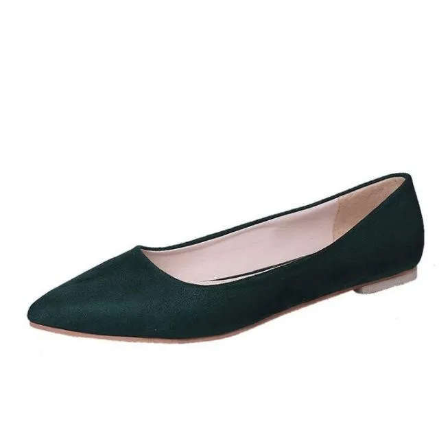 New Women Suede Flats Fashion High Quality Basic Mixed Colors Pointy Toe Ballerina Ballet Flat Slip On Shoes