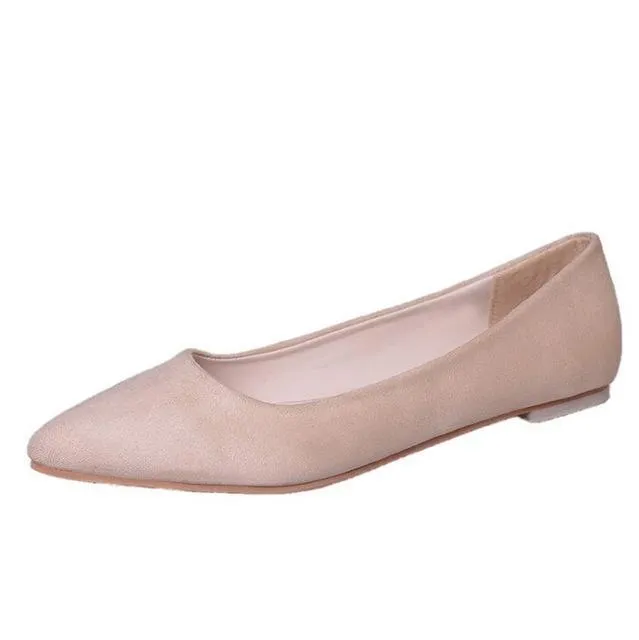 New Women Suede Flats Fashion High Quality Basic Mixed Colors Pointy Toe Ballerina Ballet Flat Slip On Shoes