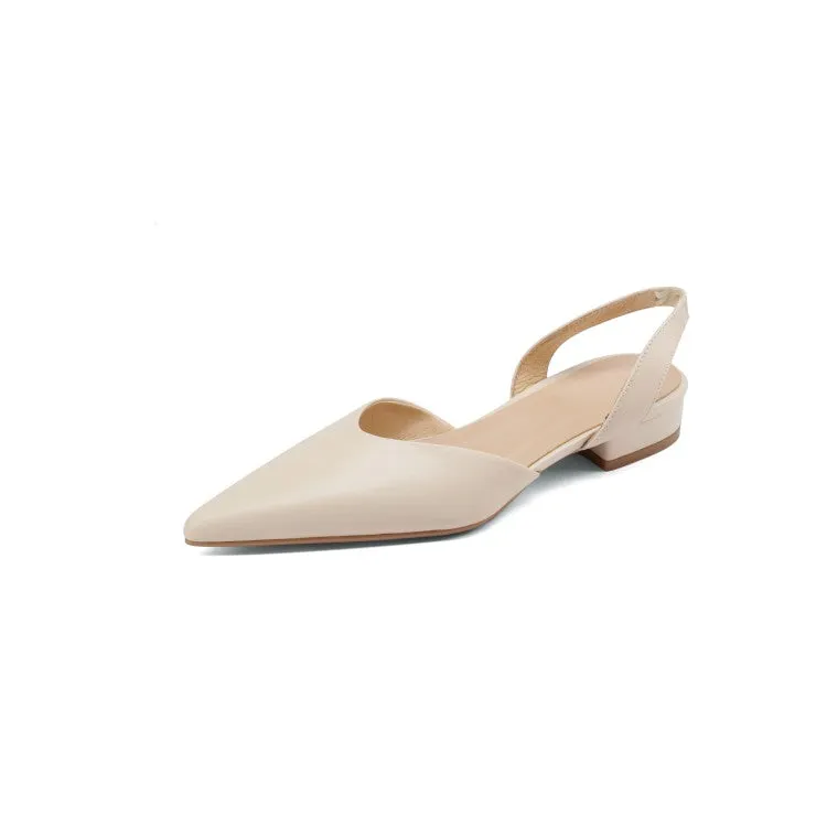 Off-White Beige Pointed Toe Slingback Flats #001011