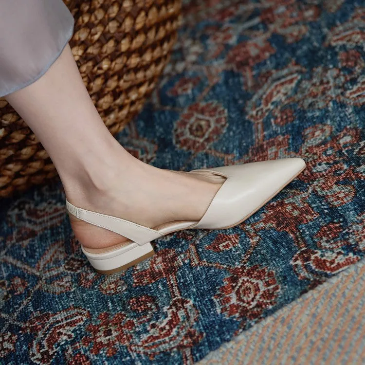 Off-White Beige Pointed Toe Slingback Flats #001011