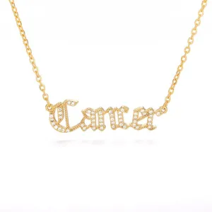 Old English Letter Zirconia Zodiac Necklace