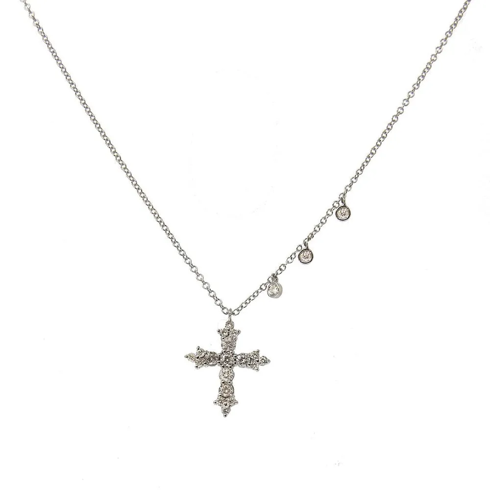 Ornate Cross Necklace with 3 Bezels