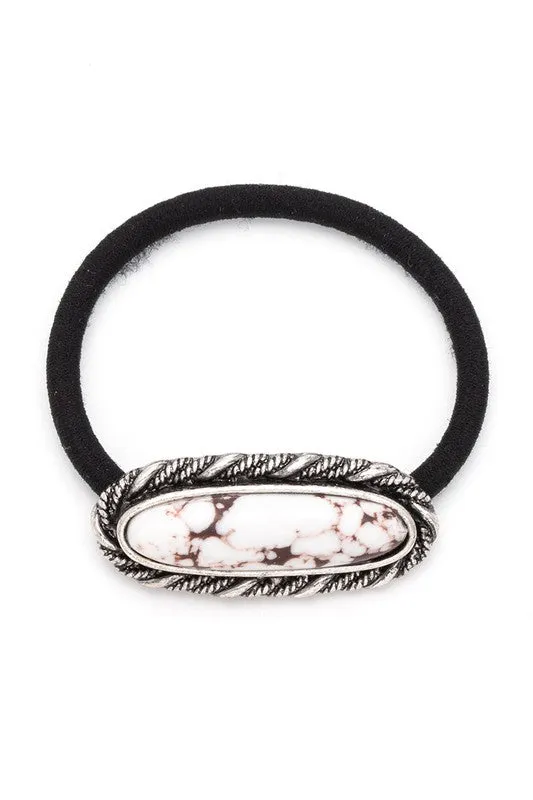 Oval Stone Western Hair Tie