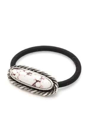 Oval Stone Western Hair Tie