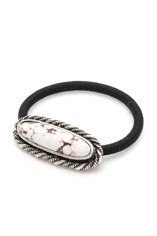 Oval Stone Western Hair Tie