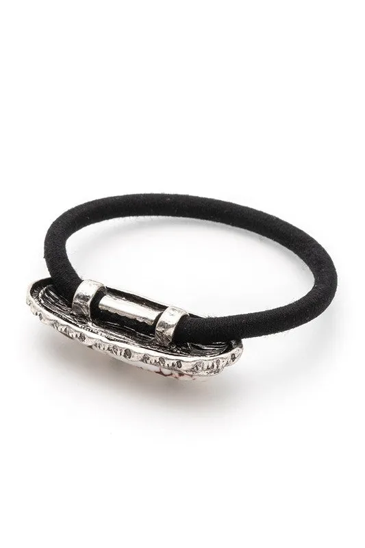 Oval Stone Western Hair Tie