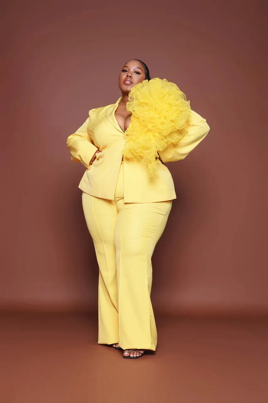 Oyemwen Yellow Tulle Power Suit