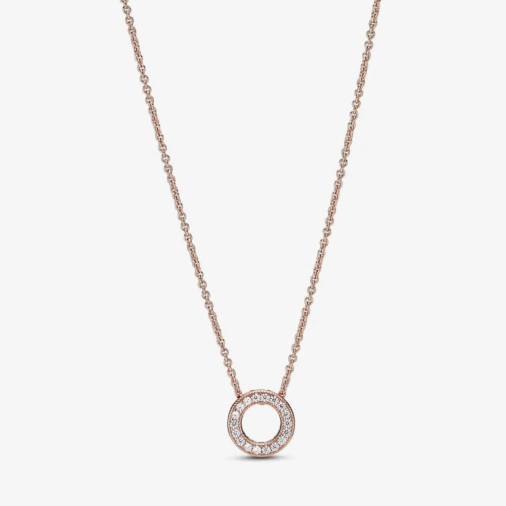 Pandora Rose Logo Pave Circle Collier Necklace