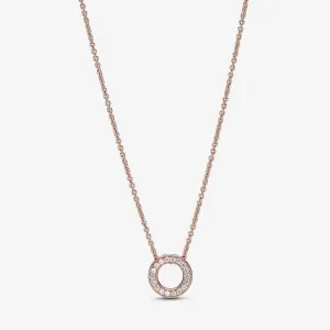 Pandora Rose Logo Pave Circle Collier Necklace