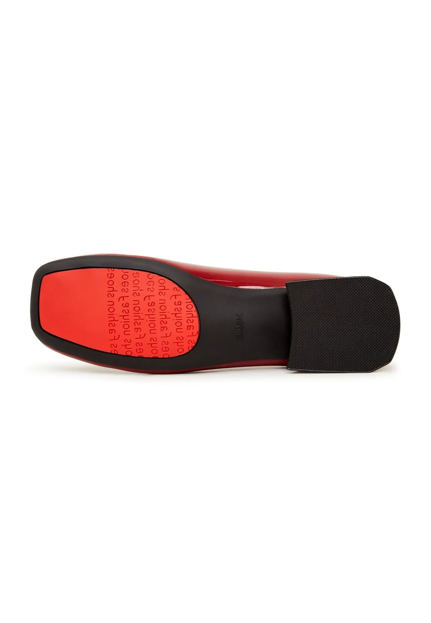 Patent Leather Embellished Ballet Flats- Red