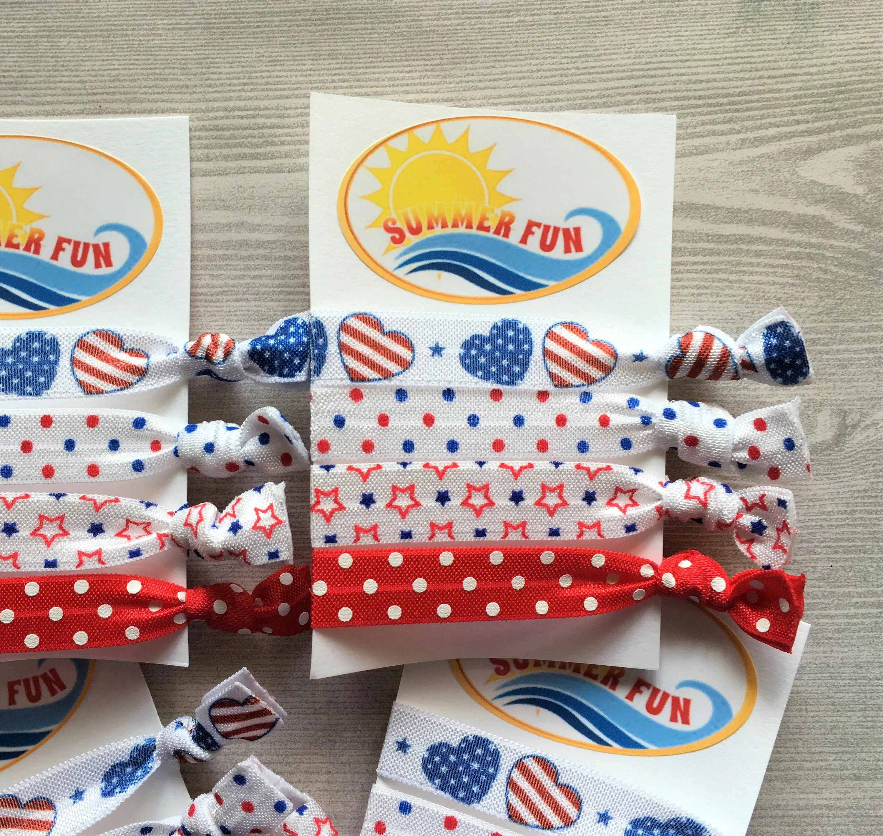 Patriotic Summer Fun Hair Ties, Set of 4 Cards