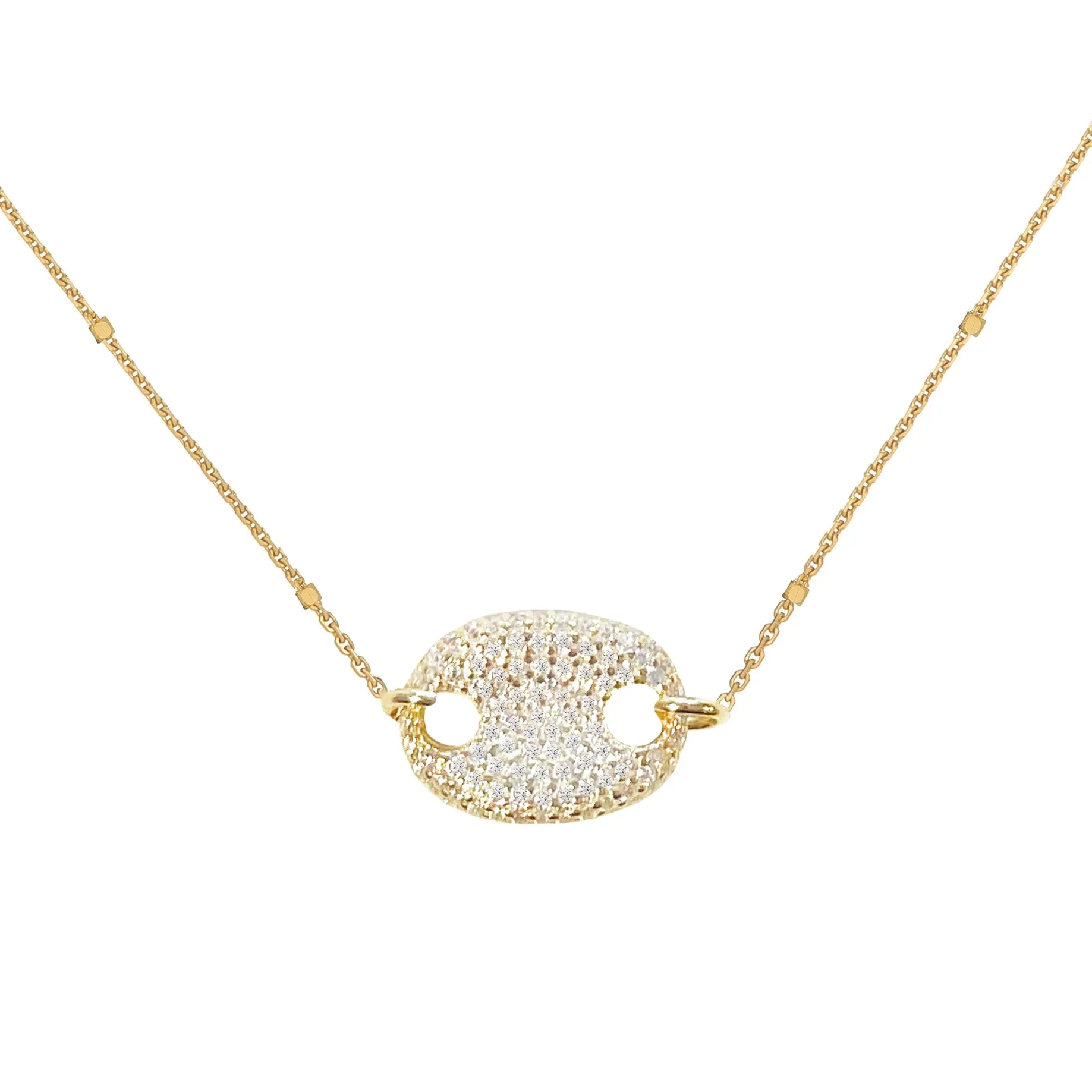 Pavé Oval Pendant Necklace