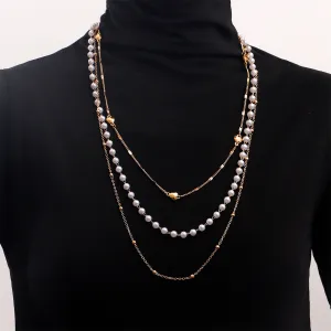 Pearl & 18K Gold-Plated Layered Necklace