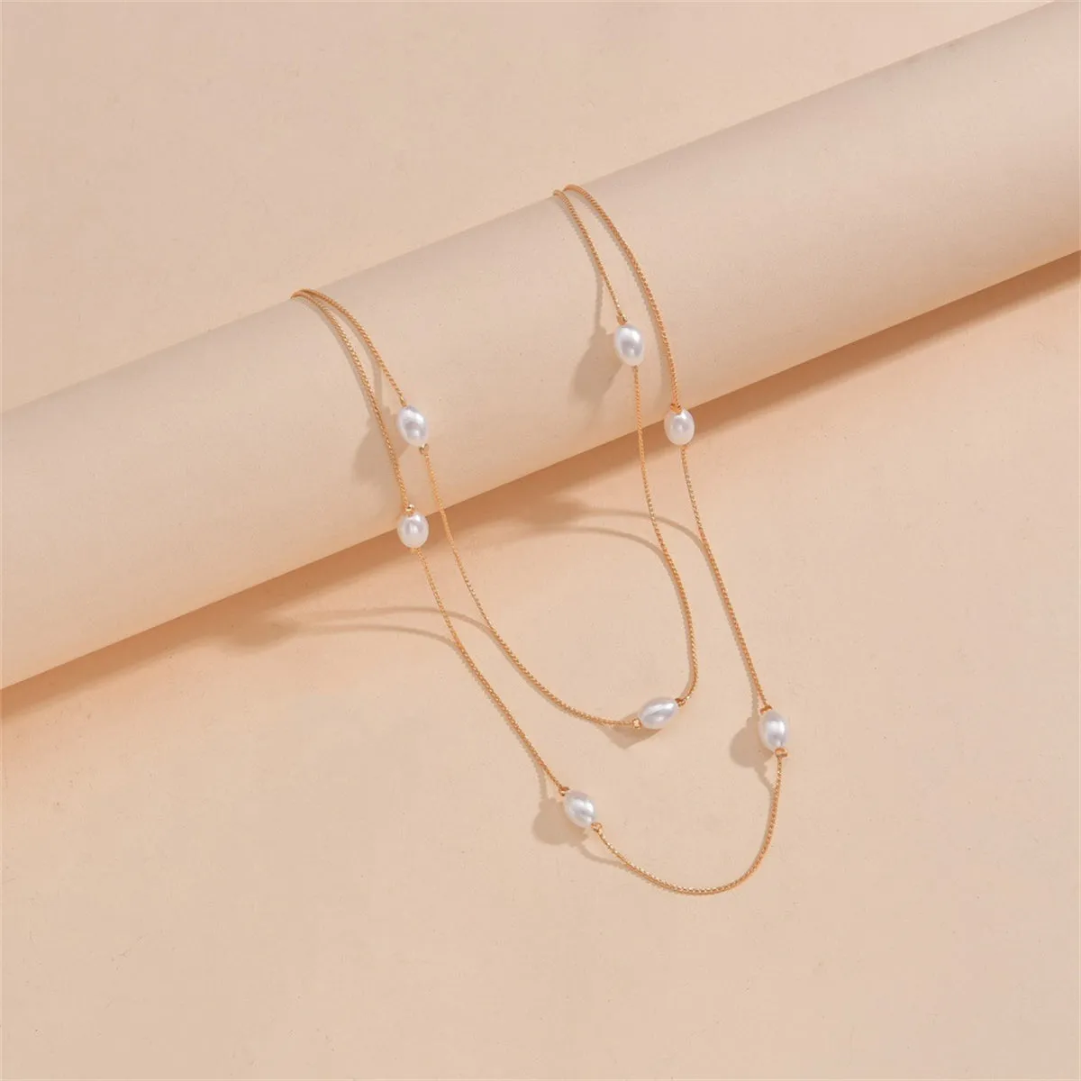 Pearl & 18K Gold-Plated Layered Station Necklace