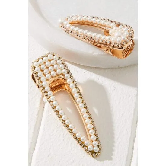 Pearl Hair Clip Duo Set
