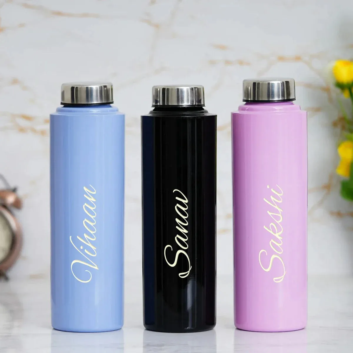 Personalised Pink Classic Smart Bottle (1 Litre) & All in One Men's Combo (4 pcs) - Wine