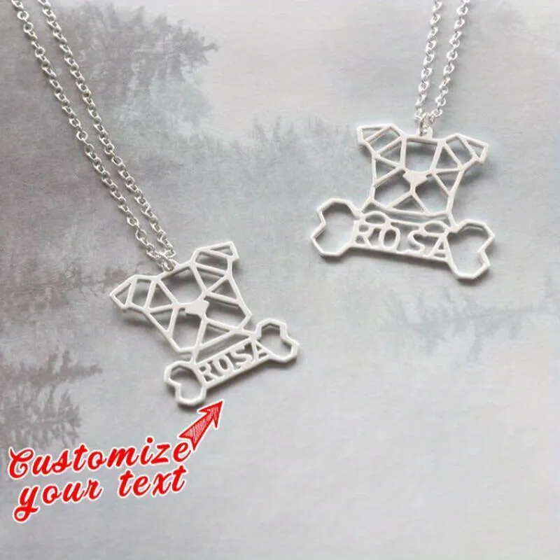 Personalized Geometric Dog Bone Necklace