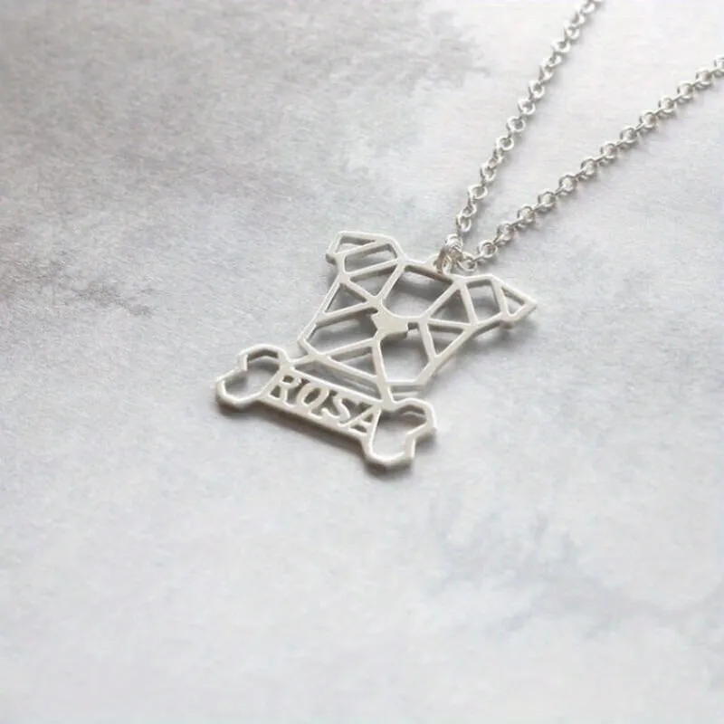 Personalized Geometric Dog Bone Necklace