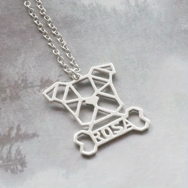 Personalized Geometric Dog Bone Necklace