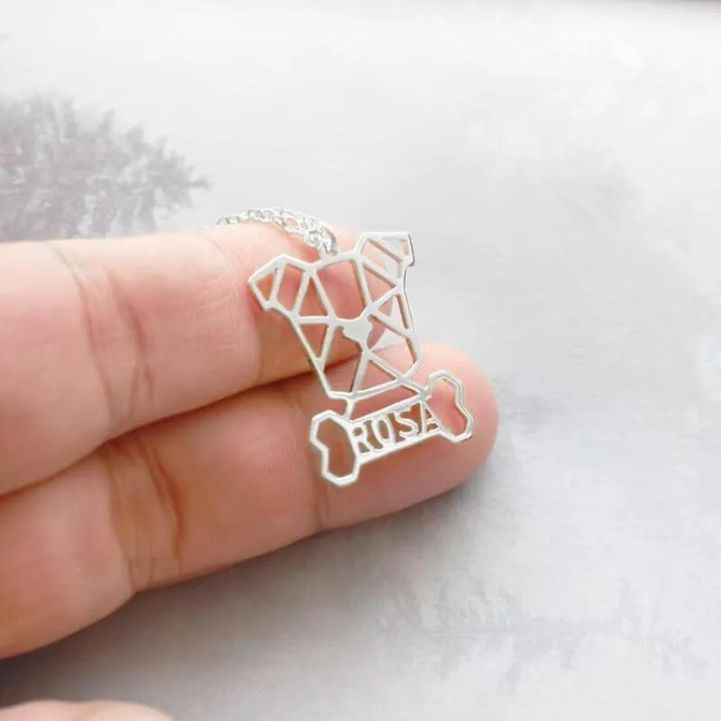 Personalized Geometric Dog Bone Necklace