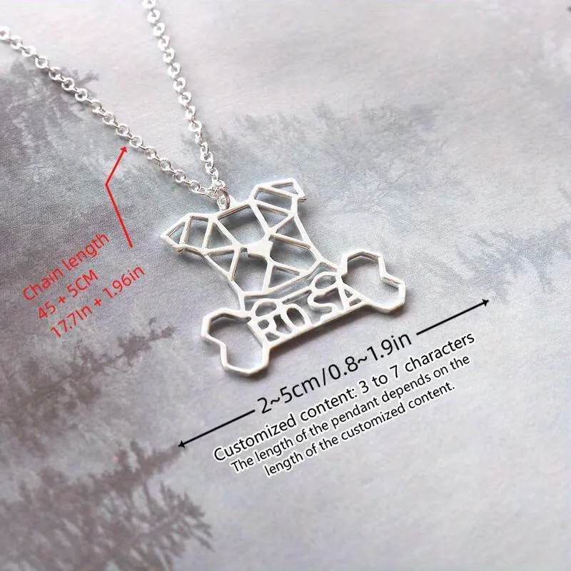 Personalized Geometric Dog Bone Necklace