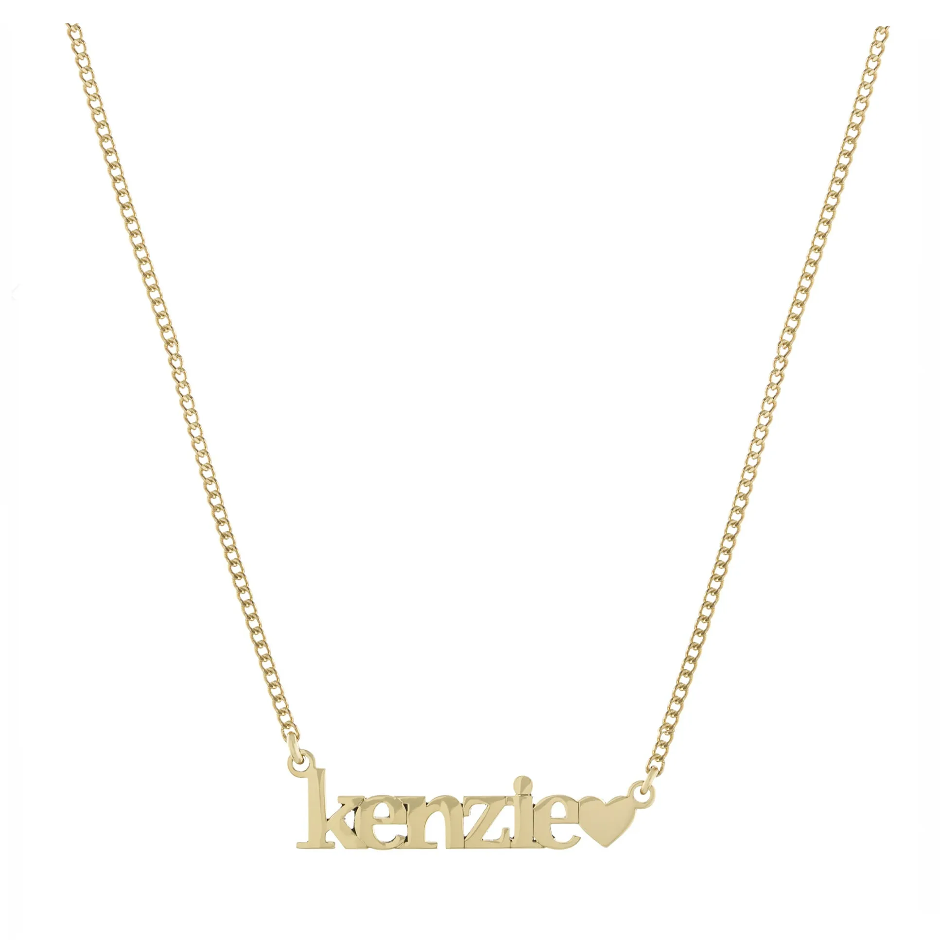 Personalized Horizontal Name Necklace with Heart