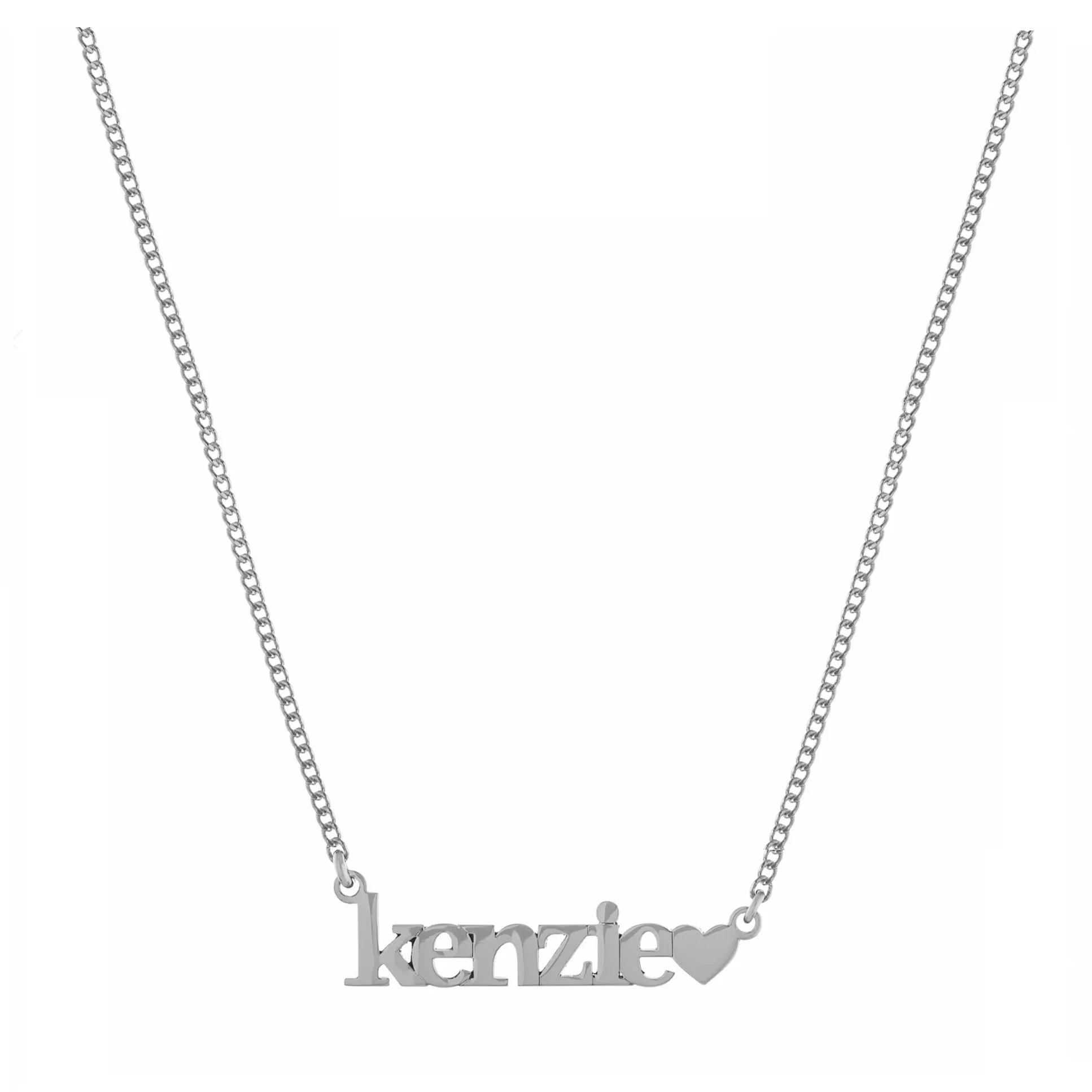 Personalized Horizontal Name Necklace with Heart