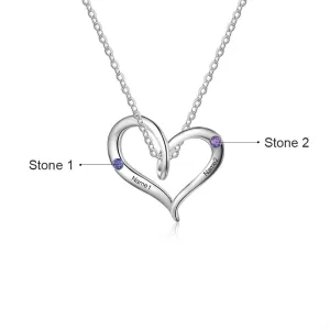 Personalized Inlaid 2 Names And Birthstones Pendant